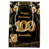 Gold High Heels 100th Birthday Geschenktasche ✨ Mittlere Geschenktüte (Rückseite)