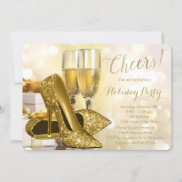 Gold High Heels Champagne Corporate Holiday Party Einladung