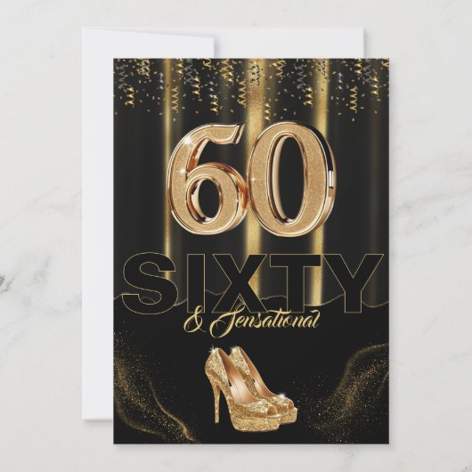 Gold High Heels Elegant 60. Sensationeller Geburts Einladung (Rückseite)