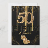 Gold High Heels Elegant Black 50 Fantastischer Geb Einladung (Rückseite)