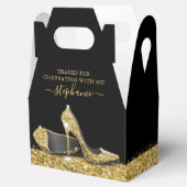 Gold High Heels Eleganter Black Glitzer Vielen Dan Geschenkschachtel (Geöffnet)