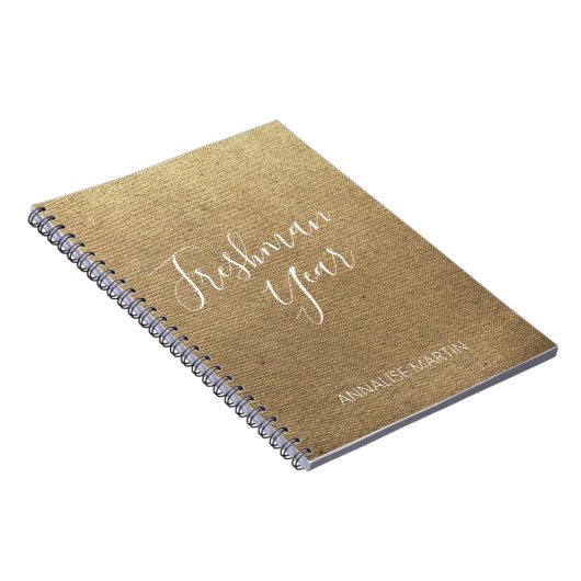 Gold High School Freshman Jahr für Ihren Namen Notizblock (Rechte Seite)