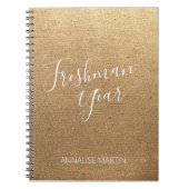 Gold High School Freshman Jahr für Ihren Namen Notizblock (Vorderseite)