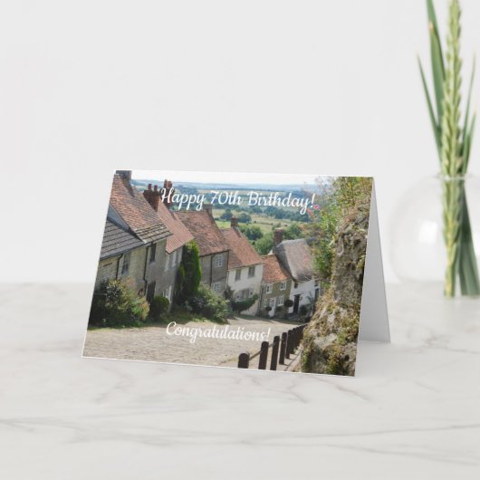 Gold Hill, Shaftesbury, Dorset - 70. Geburtstag Karte (Vorderseite)