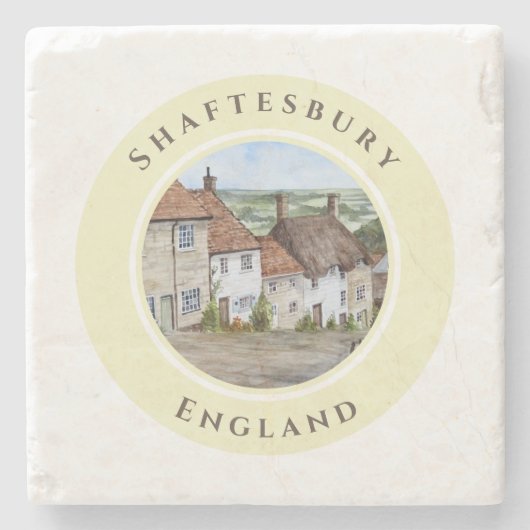 Gold Hill Shaftesbury Dorset England Watercolor Steinuntersetzer (Vorderseite)