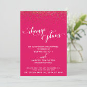 Gold & Himbeere "Change of Plans"-Karte Einladung (Stehend Vorderseite)