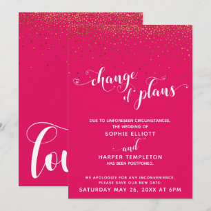 Gold & Himbeere "Change of Plans"-Karte Einladung