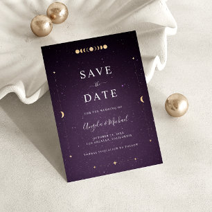 Gold Himmel Mond Lila Galaxie Universum Kosmisch Save The Date