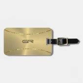 Gold-Hintergrund Goldstreifen Akzente Gepäckmarke Gepäckanhänger (Vorderseite horizontal)