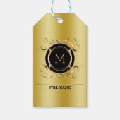 Gold Hintergrund mit Gold und Schwarz-Rahmen-Gesch Geschenkanhänger (Vorderseite)