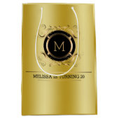 Gold Hintergrund mit Gold und Schwarz Rahmen Mittlere Geschenktüte (Vorderseite)