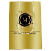 Gold Hintergrund mit Gold und Schwarz Rahmen Mittlere Geschenktüte (Rückseite)