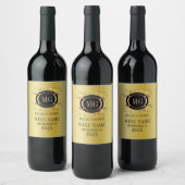 Gold-Hintergrund mit Gold und Schwarz-Rahmen Weinetikett (Flaschen)