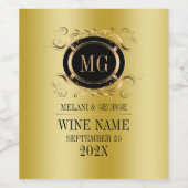 Gold-Hintergrund mit Gold und Schwarz-Rahmen Weinetikett (Einzelnes Label)