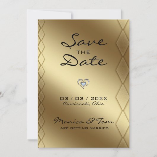 Gold Hintergrund Save The Date (Vorderseite)