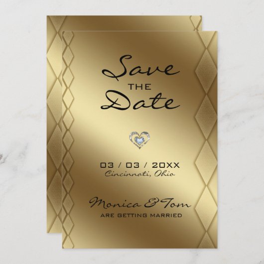 Gold Hintergrund Save The Date (Vorne/Hinten)