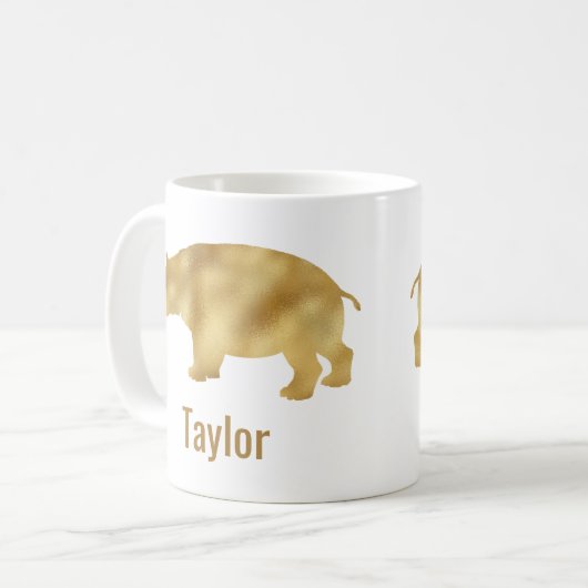 Gold Hippo Name Kaffeetasse (Vorderseite Links)