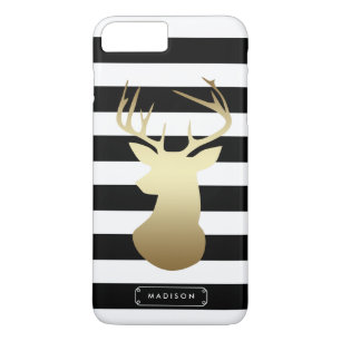 Gold Hirsche Schwarze und Weiße Streifen Personali iPhone 8 Plus/7 Plus Hülle