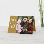 Gold "HO HO HO" Feiertagskarte (Vorderseite)