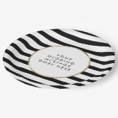 Gold-Hochzeit mit schwarzem und weißem Streifen Pappteller (Schrägansicht)