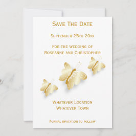 Gold Hochzeit speichert die Datumskartenschmetterl Save The Date