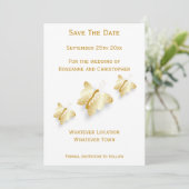 Gold Hochzeit speichert die Datumskartenschmetterl Save The Date (Stehend Vorderseite)