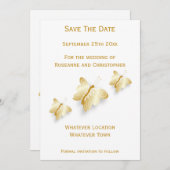 Gold Hochzeit speichert die Datumskartenschmetterl Save The Date (Vorne/Hinten)