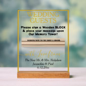 Gold Hochzeitbuch Holzblock-Namen Acrylschild (Neutral)
