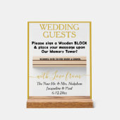 Gold Hochzeitbuch Holzblock-Namen Acrylschild (Vorderseite)