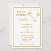 Gold Hochzeitsempfang Einladung Schmetterlinge (Vorderseite)