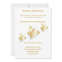 Gold Hochzeitsempfang Einladung Schmetterlinge
