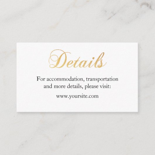 Gold Hochzeitskarte. Einfache Einsteckkarte aufdec Begleitkarte (Vorderseite)