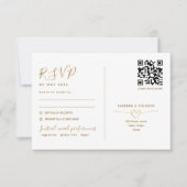 Gold-Hochzeitskarte mit zwei Funktionen und QR-Cod RSVP Karte (Vorderseite)