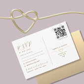 Gold-Hochzeitskarte mit zwei Funktionen und QR-Cod RSVP Karte
