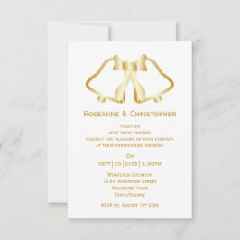 Gold Hochzeitsluftholz und Band Einladung