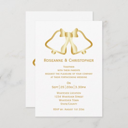 Gold Hochzeitsluftholz und Band Einladung (Vorne/Hinten)
