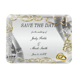 Gold-Hochzeitsraten und -Herz sichern das Date Mag Magnet