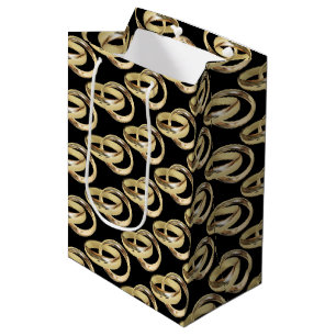 Gold Hochzeitsrennen auf Black Medium Geschenktasc Mittlere Geschenktüte