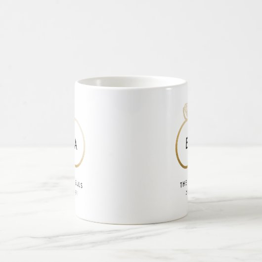 Gold-Hochzeitsring-Monogramm mit Datum Kaffeetasse (Mittel)