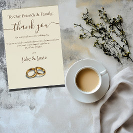 Gold Hochzeitsringe danke Table Card
