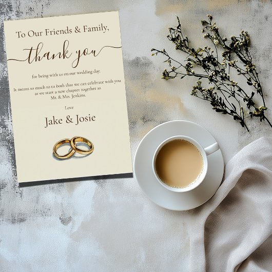 Gold Hochzeitsringe danke Table Card