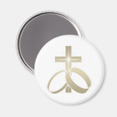 Gold-Hochzeitsringe und Kreuzkunst Magnet (Vorderseite/Rückseite)