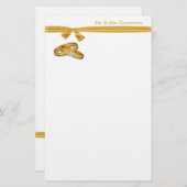 Gold Hochzeitssandalen mit Gold Ribbon Briefpapier (Vorne/Hinten)
