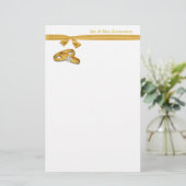 Gold Hochzeitssandalen mit Gold Ribbon Briefpapier (Stehend Vorderseite)