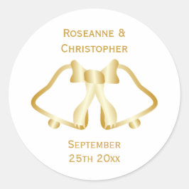 Gold Hochzeitsticker und Ribbon Runder Aufkleber