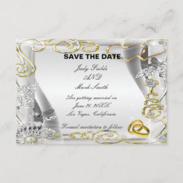 Gold-Hochzeitstiefel und Herz-Save the Date-Karte Einladung