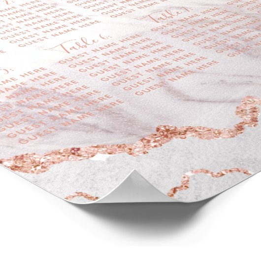 Gold Hochzeitstisch für Weiß und Rose Poster (Ecke)