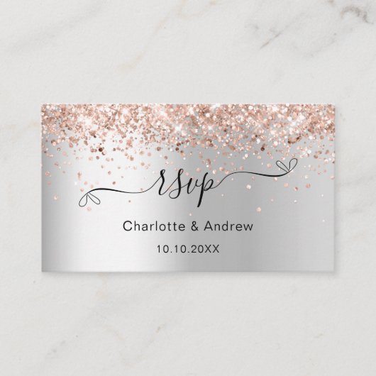 Gold Hochzeitswebsite für Silberne Rose UAWG QR-Co Begleitkarte (Vorderseite)