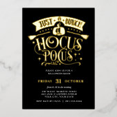 GOLD HOCUS POCUS Halloween Bash Party Foil Folieneinladung (Vorderseite)