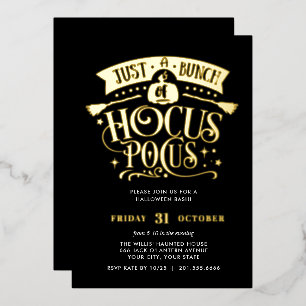 GOLD HOCUS POCUS Halloween-Party Folie Folieneinladung